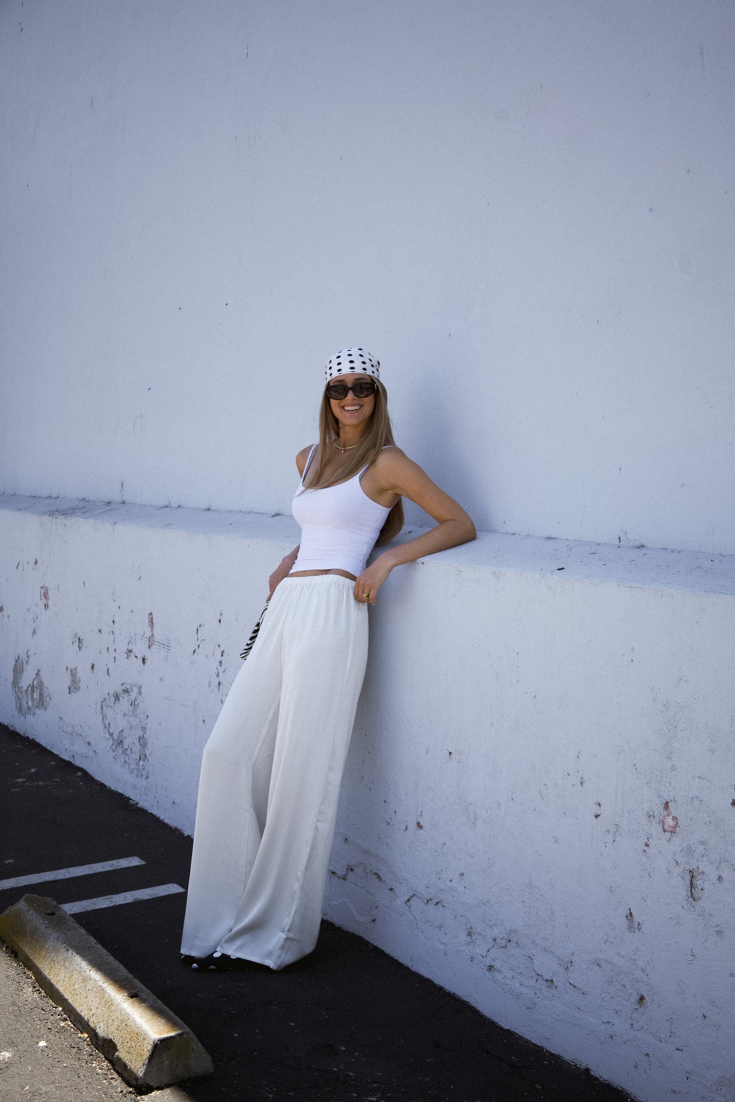 THE SATIN STRAIGHT LEG PANT IN CREAM