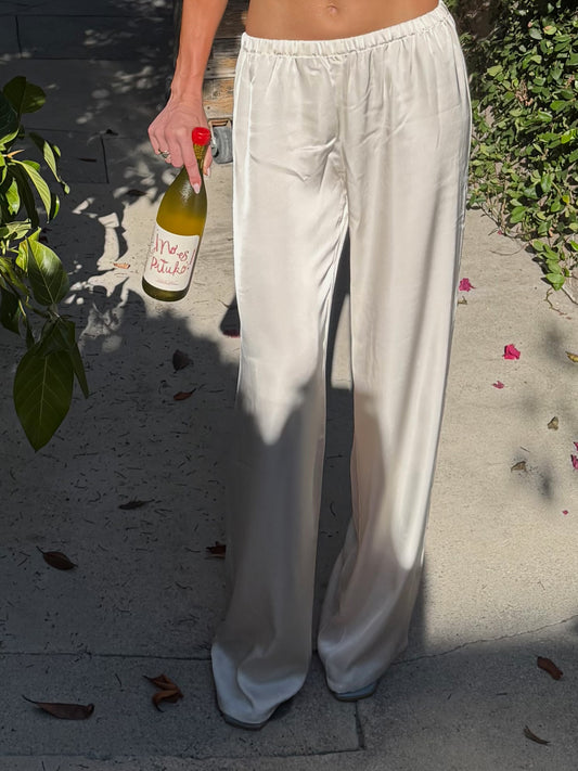 THE SATIN STRAIGHT LEG PANT IN CREAM