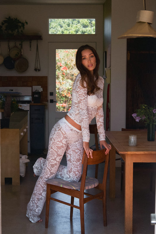 LARSON LACE PANTS IN WHITE